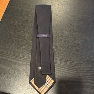 Black Burberry Silk Tie made in Italy Like New